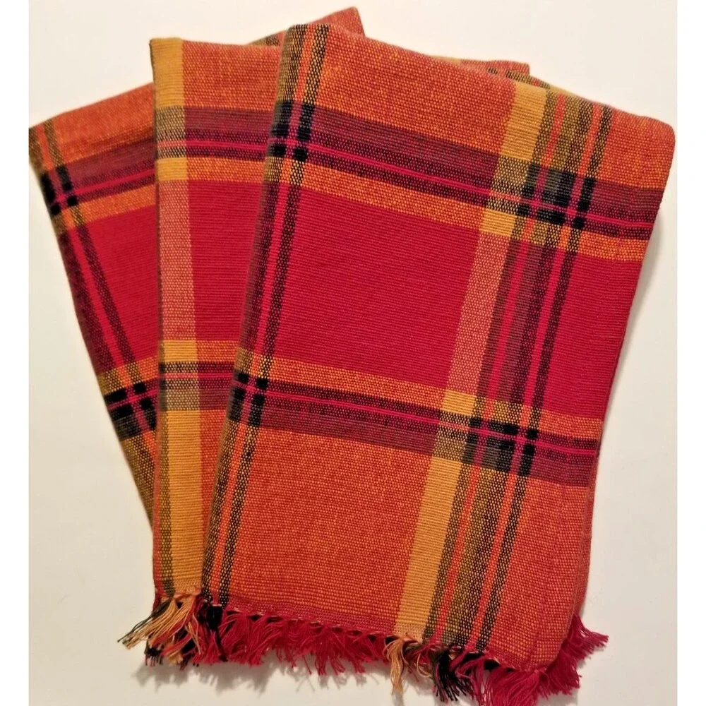 Pier 1 Fabric Placemats Plaid Set of 3 Size 19